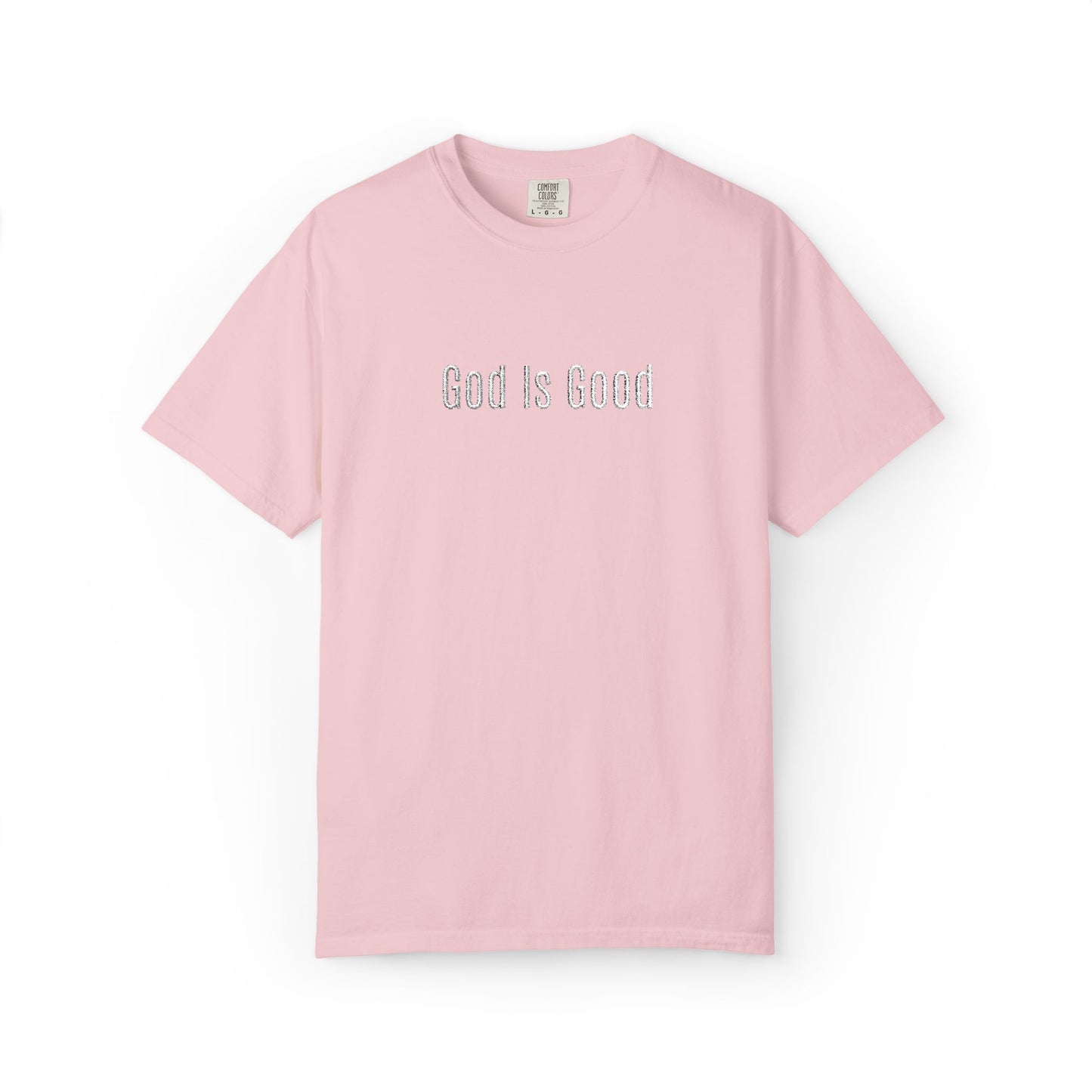 God Is Good Embroidered T-Shirt — Minimal Christian Faith Tee
