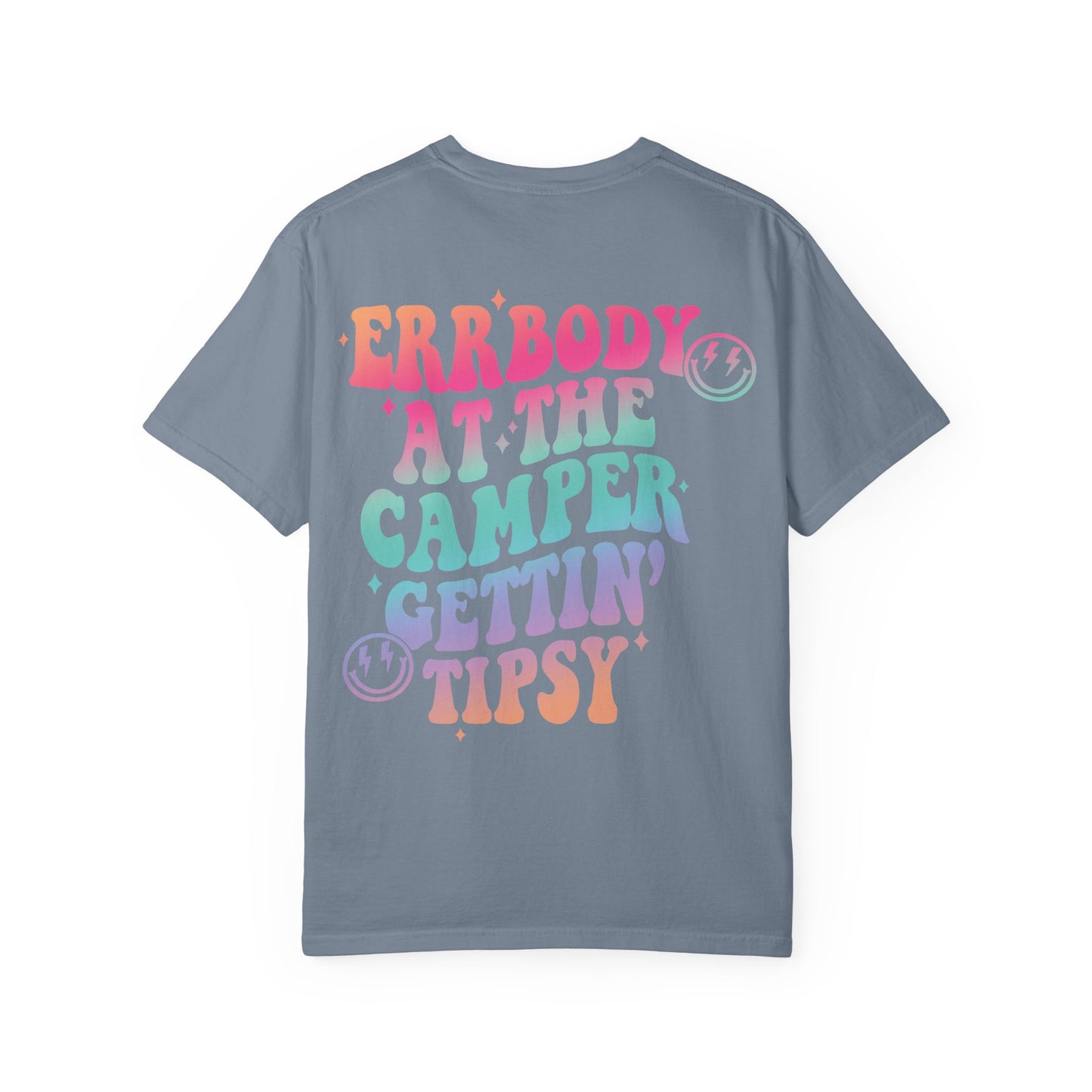 Gettin' Tipsy Camper T-Shirt — Retro Rainbow Camping Tee