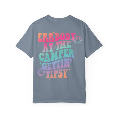 Gettin' Tipsy Camper T-Shirt — Retro Rainbow Camping Tee