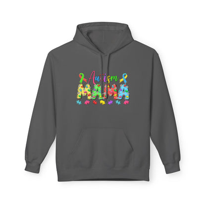 Autism Mama Hoodie — Colorful Puzzle-Print Mom Sweatshirt