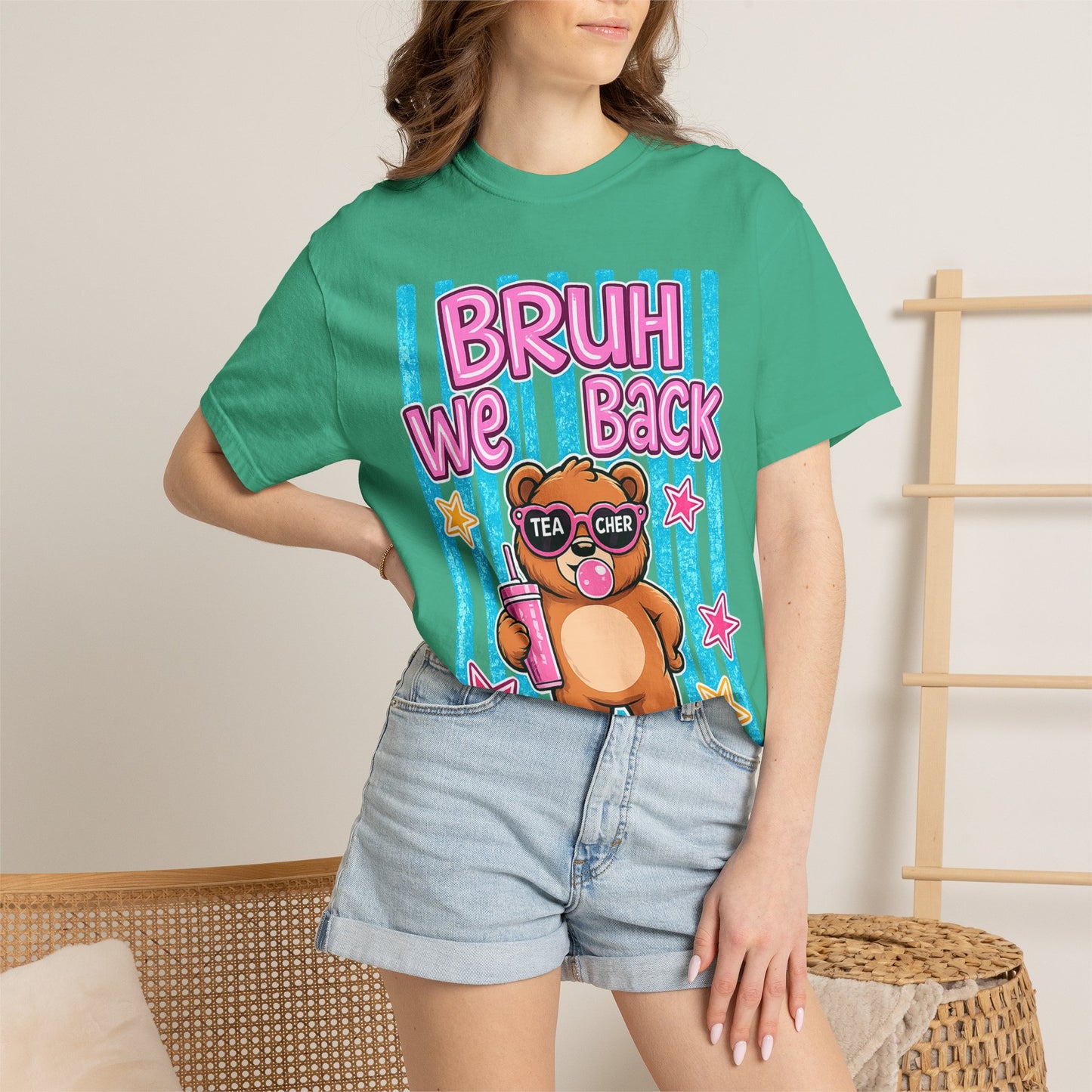 Bruh We Back Teddy Bear Graphic Tee — Funny Teacher Gift T-Shirt