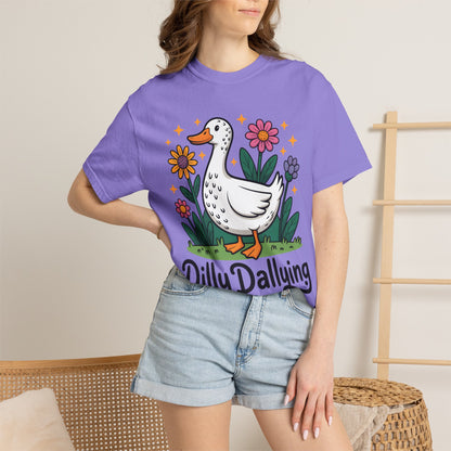 Dilly Dallying Duck T-Shirt — Cute Floral Goose Graphic Tee