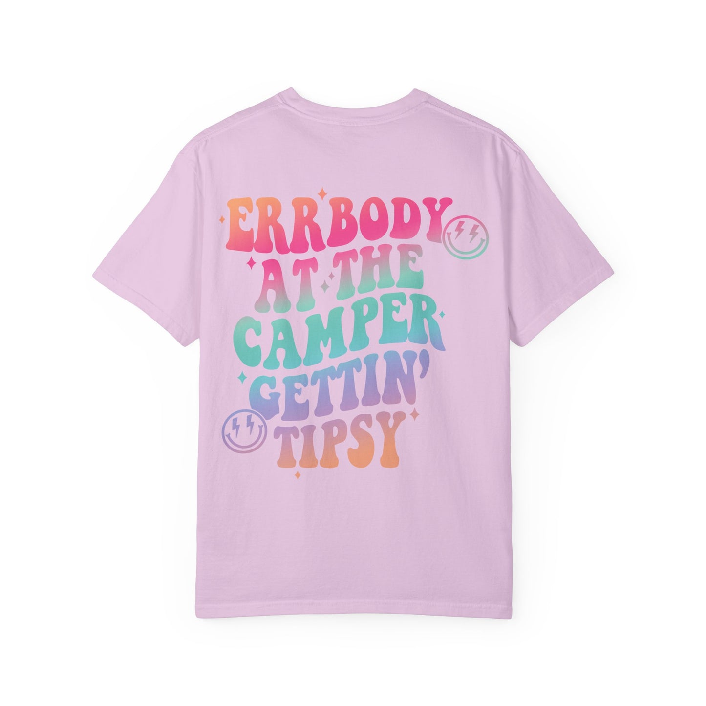 Gettin' Tipsy Camper T-Shirt — Retro Rainbow Camping Tee
