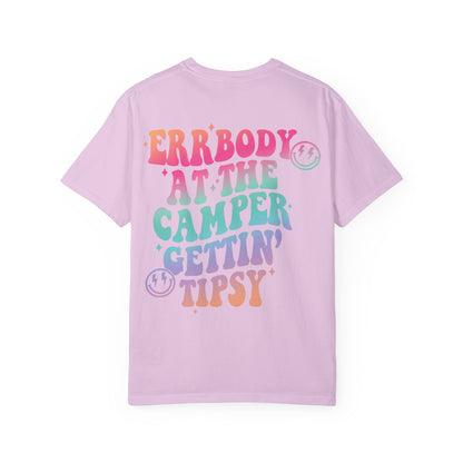 Gettin' Tipsy Camper T-Shirt — Retro Rainbow Camping Tee