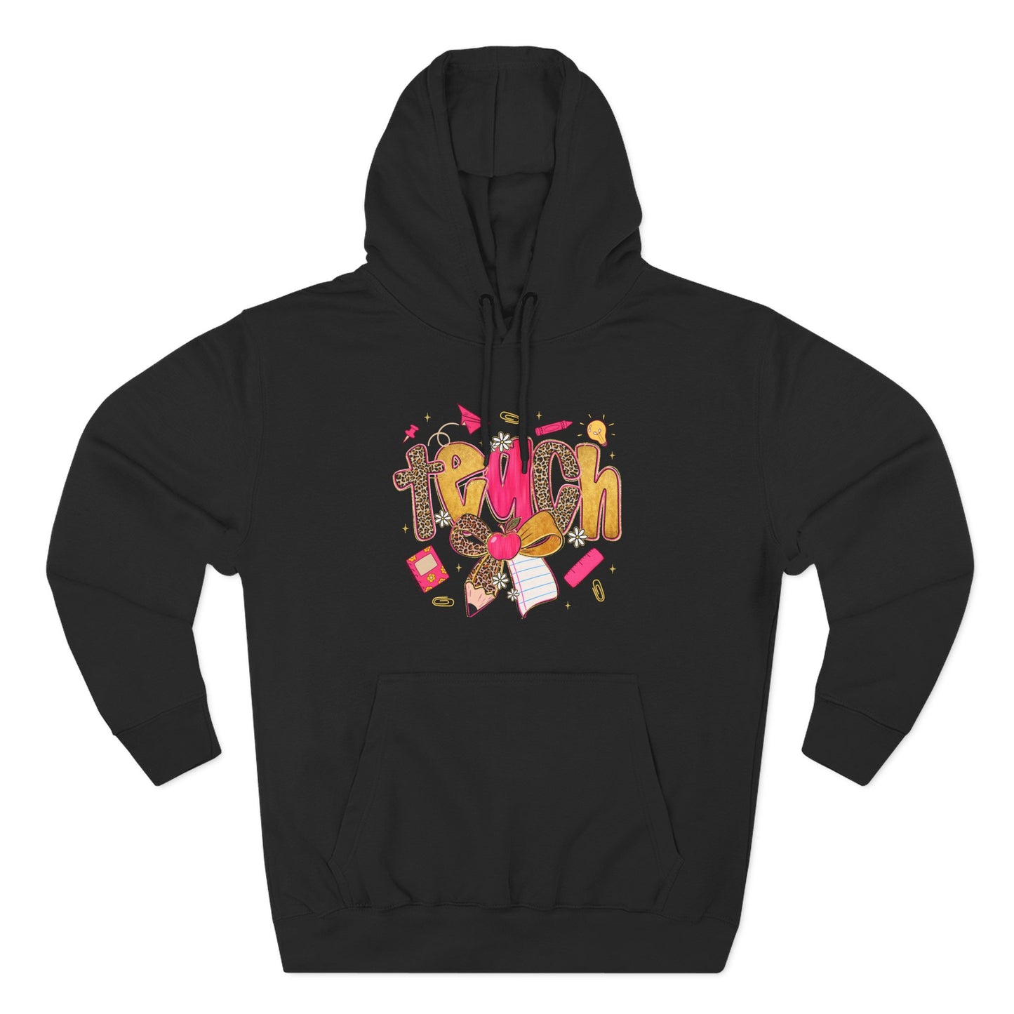 Teacher Cute Graphic Hoodie — "Teach" School Supplies Design
