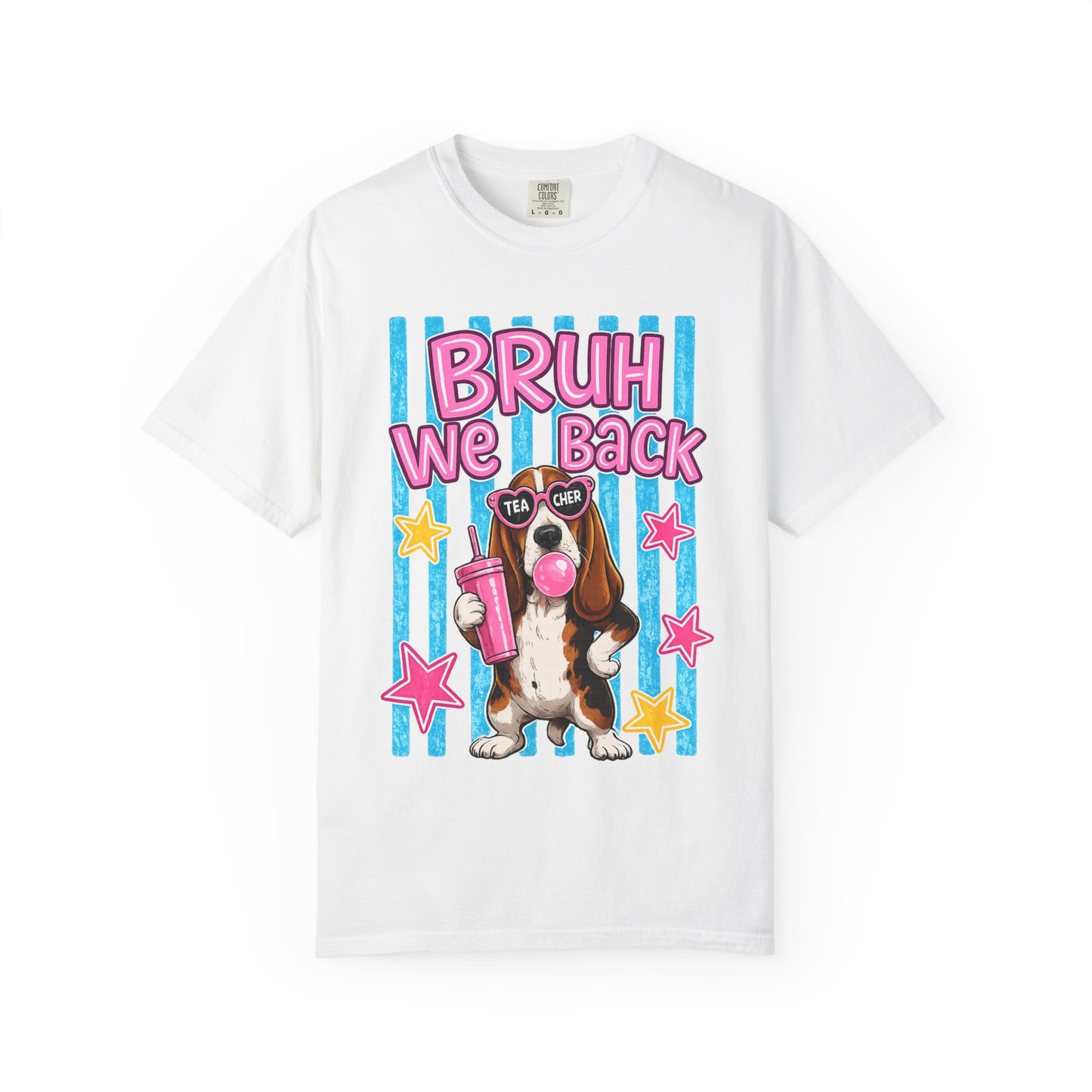 Bruh We Back T-Shirt — Cute Basset Hound Bubblegum Graphic Tee