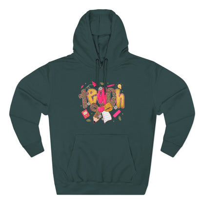Teacher Cute Graphic Hoodie — "Teach" School Supplies Design