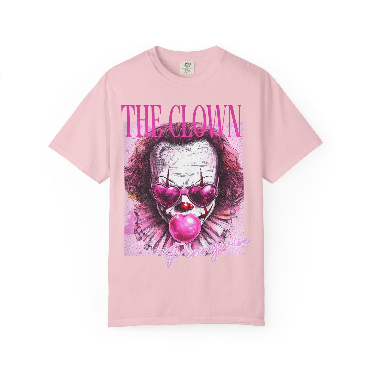 Clown Graphic T-Shirt — 'THE CLOWN' Pink Heart Balloon Horror Tee