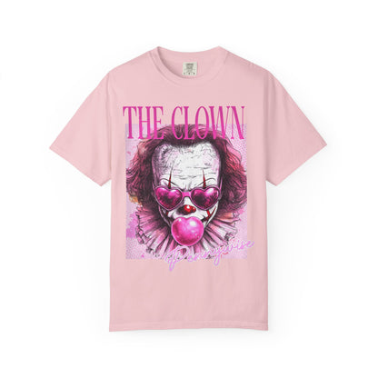 Clown Graphic T-Shirt — 'THE CLOWN' Pink Heart Balloon Horror Tee