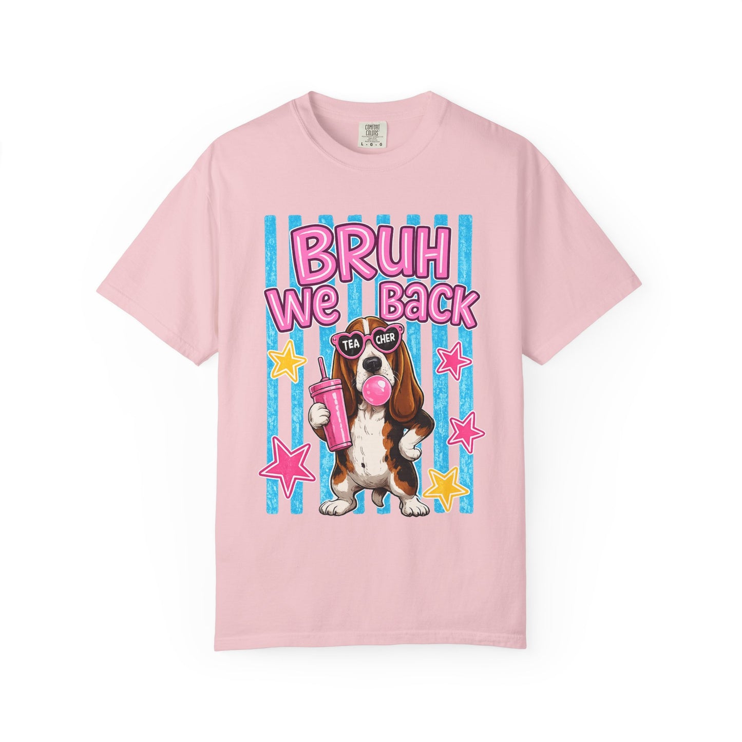 Bruh We Back T-Shirt — Cute Basset Hound Bubblegum Graphic Tee
