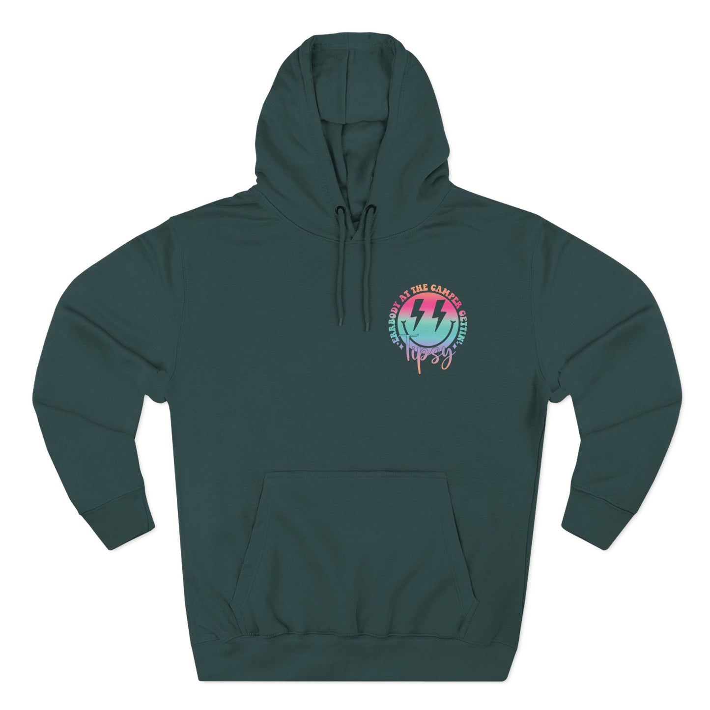Gettin' Tipsy Camper Hoodie — Retro Pastel Camping Graphic Fleece