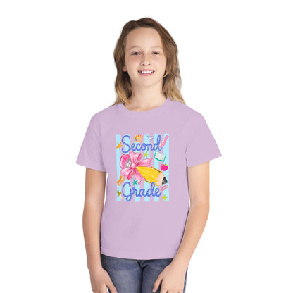Second Grade Youth Tee — Back-to-School Cute Floral Pencil Design