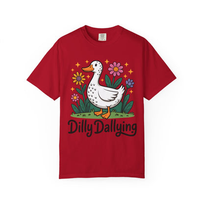 Dilly Dallying Duck T-Shirt — Cute Floral Goose Graphic Tee