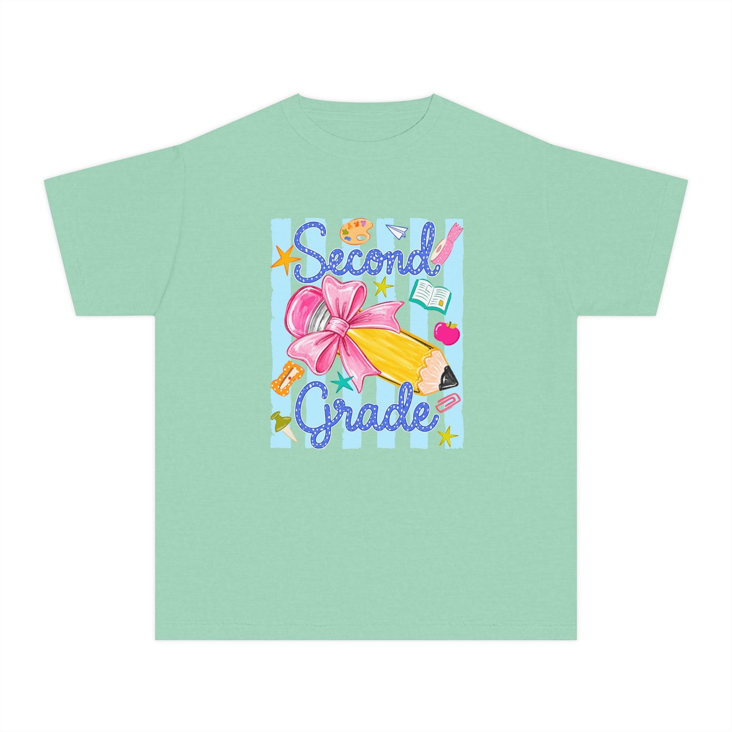 Second Grade Youth Tee — Back-to-School Cute Floral Pencil Design