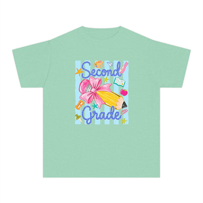 Second Grade Youth Tee — Back-to-School Cute Floral Pencil Design