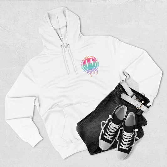 Gettin' Tipsy Camper Hoodie — Retro Pastel Camping Graphic Fleece