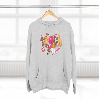Teacher Cute Graphic Hoodie — "Teach" School Supplies Design