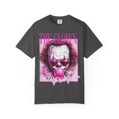 Clown Graphic T-Shirt — 'THE CLOWN' Pink Heart Balloon Horror Tee