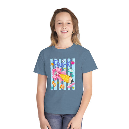 Youth Tee — 'Pre-K' Pencil & Flower Back-to-School Graphic Shirt