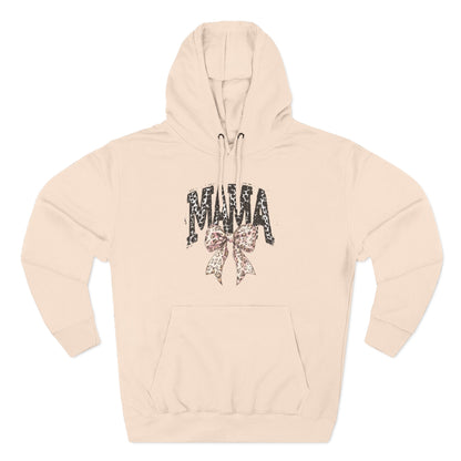 Mama Leopard Bow Hoodie — Mama Graphic Pullover for New Moms & Mother’s Day Gift