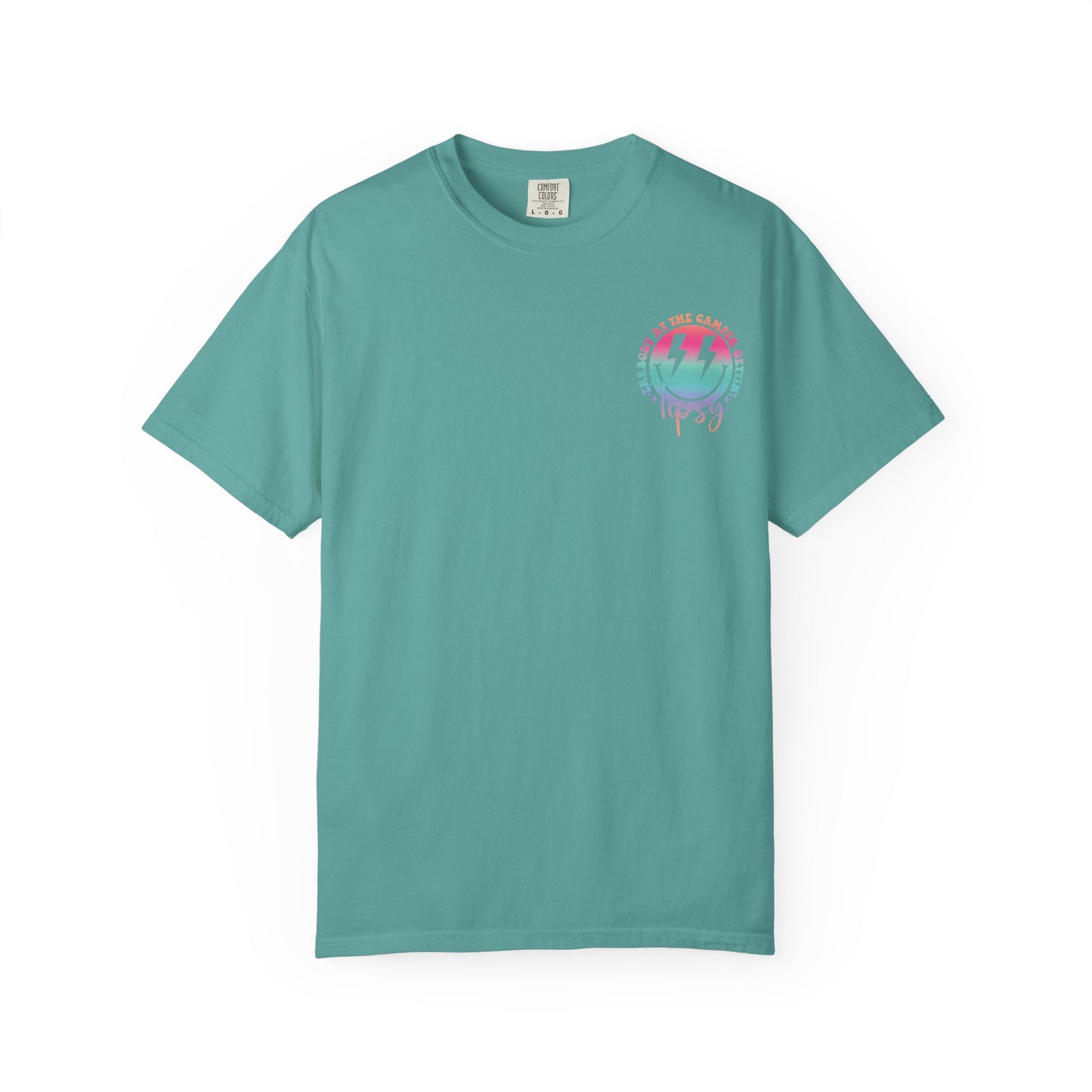 Gettin' Tipsy Camper T-Shirt — Retro Rainbow Camping Tee