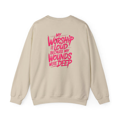 Worship Is Loud Crewneck Sweatshirt — Christian Faith Graphic