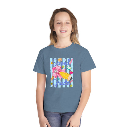 Second Grade Youth Tee — Back-to-School Cute Floral Pencil Design