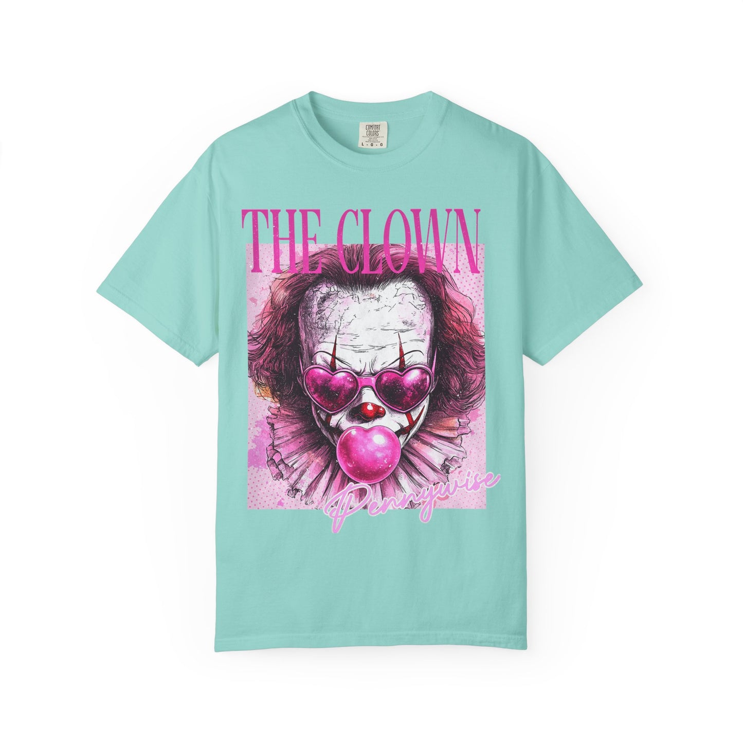 Clown Graphic T-Shirt — 'THE CLOWN' Pink Heart Balloon Horror Tee