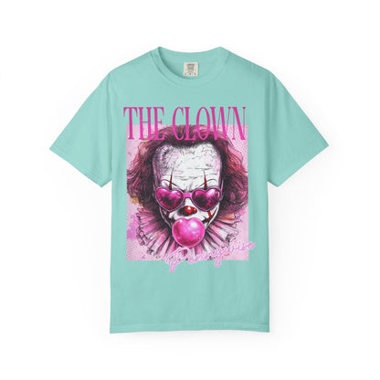 Clown Graphic T-Shirt — 'THE CLOWN' Pink Heart Balloon Horror Tee