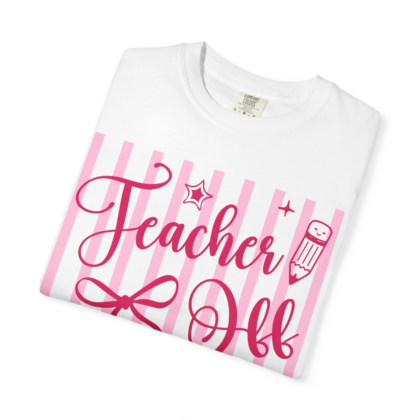 Teacher Off Duty T-Shirt — Pink Script Teacher Appreciation Tee