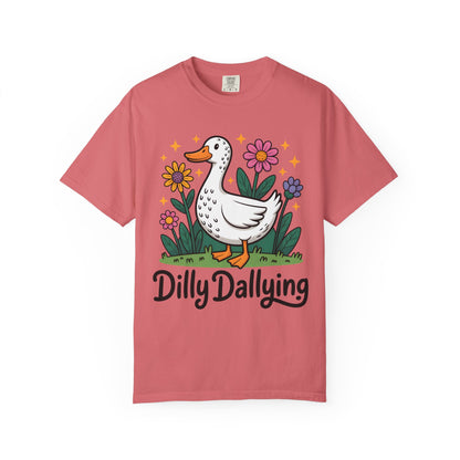 Dilly Dallying Duck T-Shirt — Cute Floral Goose Graphic Tee