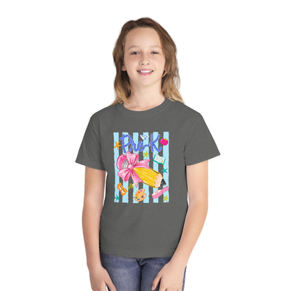 Youth Tee — 'Pre-K' Pencil & Flower Back-to-School Graphic Shirt