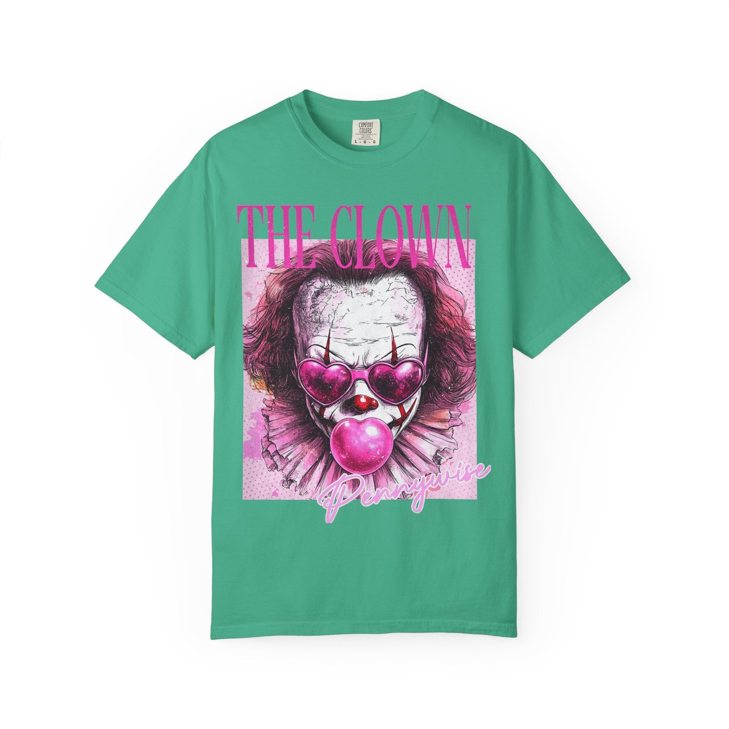Clown Graphic T-Shirt — 'THE CLOWN' Pink Heart Balloon Horror Tee