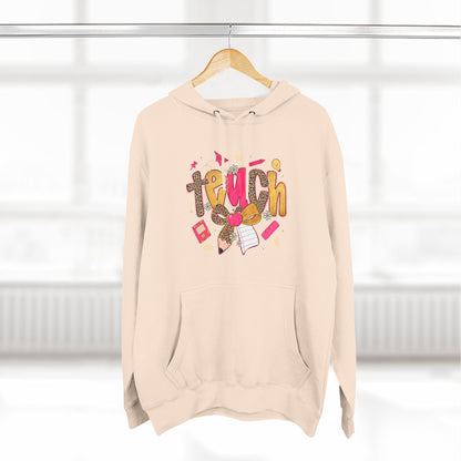 Teacher Cute Graphic Hoodie — "Teach" School Supplies Design