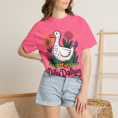 Dilly Dallying Duck T-Shirt — Cute Floral Goose Graphic Tee