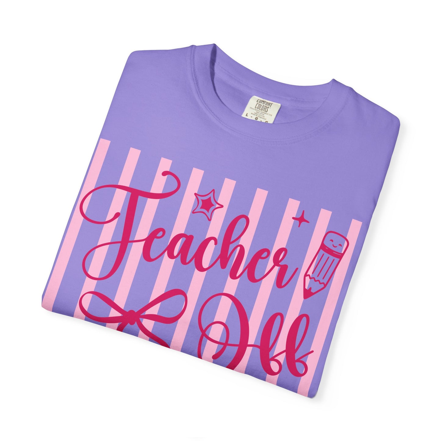 Teacher Off Duty T-Shirt — Pink Script Teacher Appreciation Tee