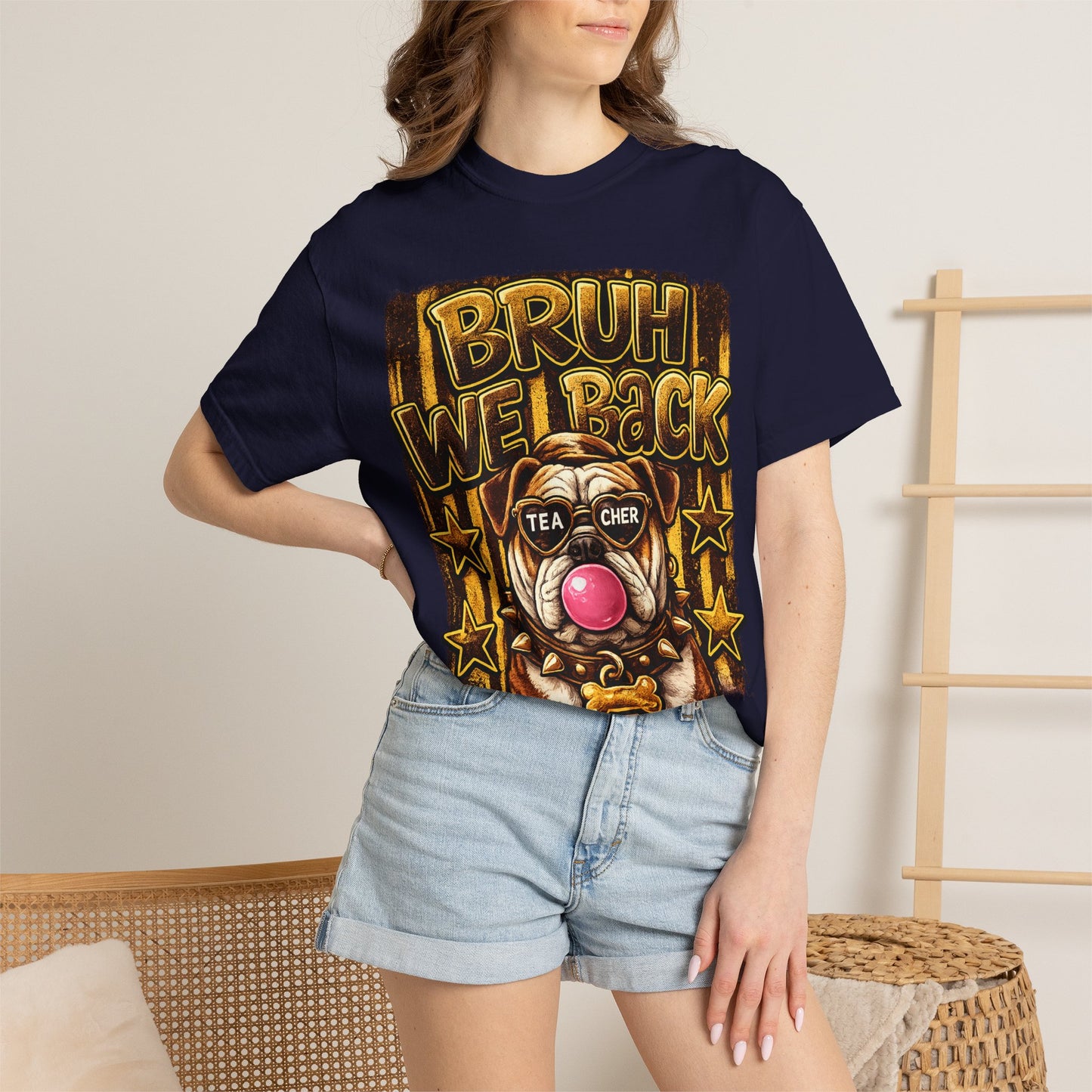 Bruh We Back Bulldog Graphic Tee — Teacher Bubblegum Bulldog T-Shirt