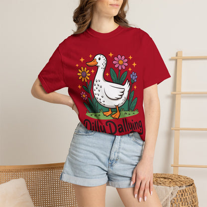 Dilly Dallying Duck T-Shirt — Cute Floral Goose Graphic Tee