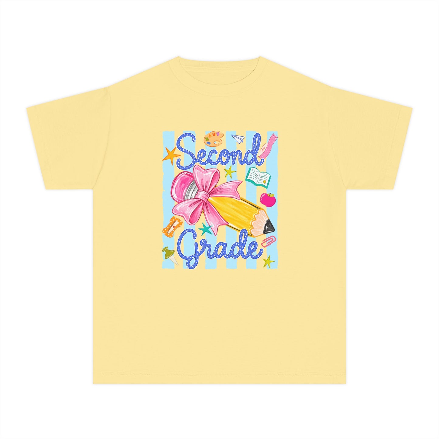 Second Grade Youth Tee — Back-to-School Cute Floral Pencil Design