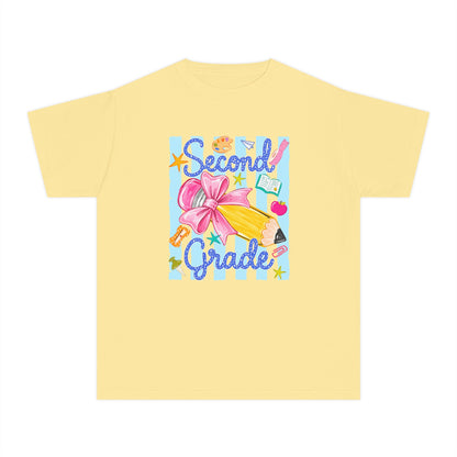 Second Grade Youth Tee — Back-to-School Cute Floral Pencil Design