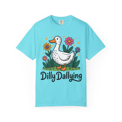 Dilly Dallying Duck T-Shirt — Cute Floral Goose Graphic Tee