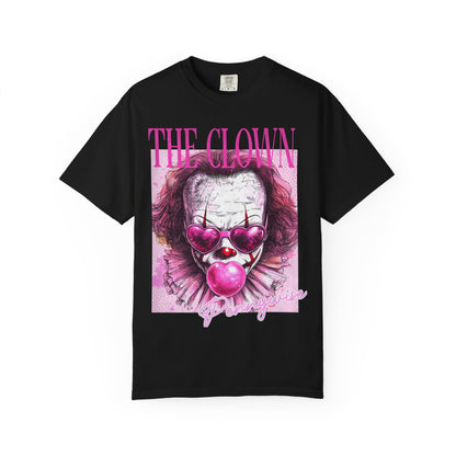 Clown Graphic T-Shirt — 'THE CLOWN' Pink Heart Balloon Horror Tee