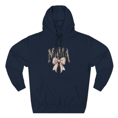 Mama Leopard Bow Hoodie — Mama Graphic Pullover for New Moms & Mother’s Day Gift