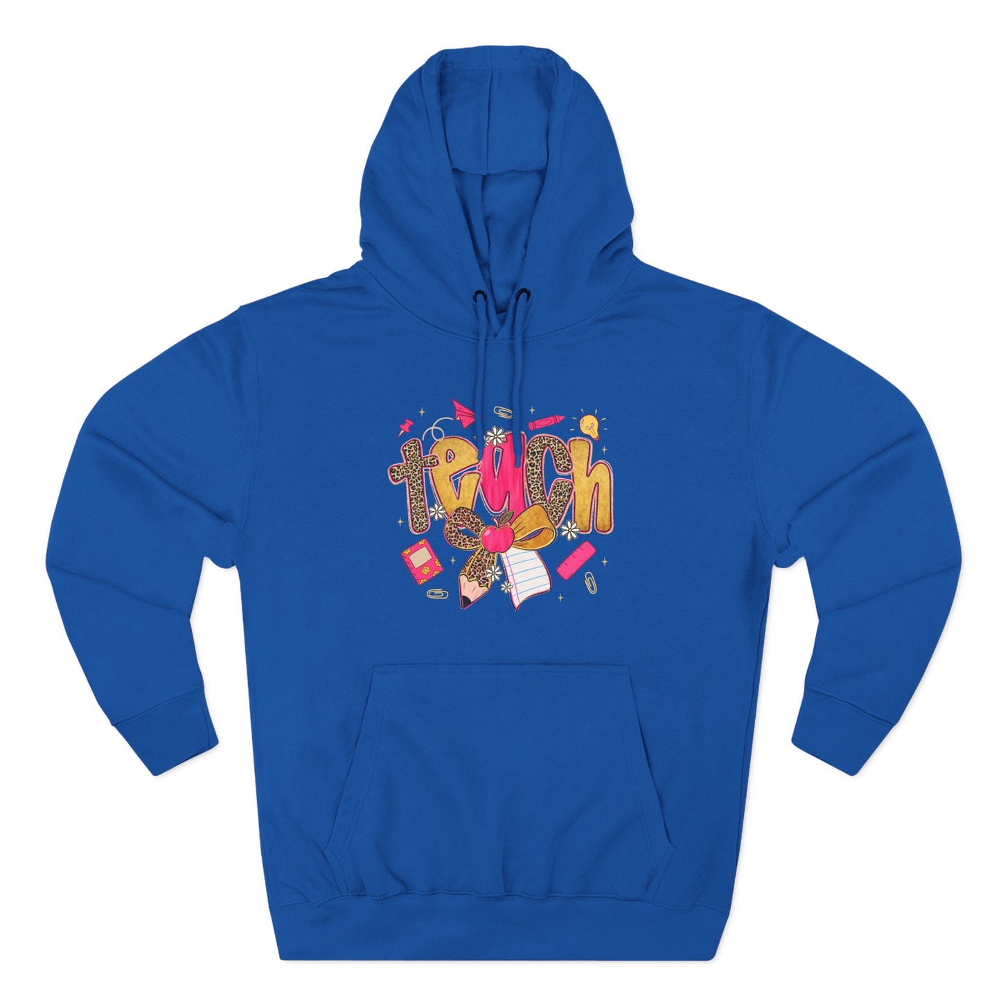 Teacher Cute Graphic Hoodie — "Teach" School Supplies Design