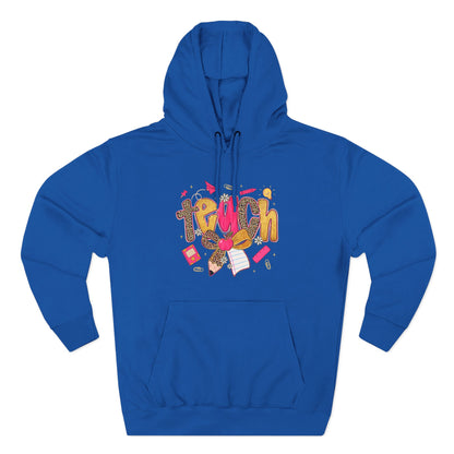 Teacher Cute Graphic Hoodie — "Teach" School Supplies Design