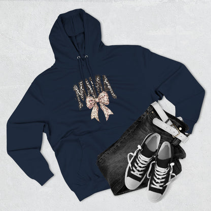 Mama Leopard Bow Hoodie — Mama Graphic Pullover for New Moms & Mother’s Day Gift