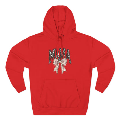 Mama Leopard Bow Hoodie — Mama Graphic Pullover for New Moms & Mother’s Day Gift