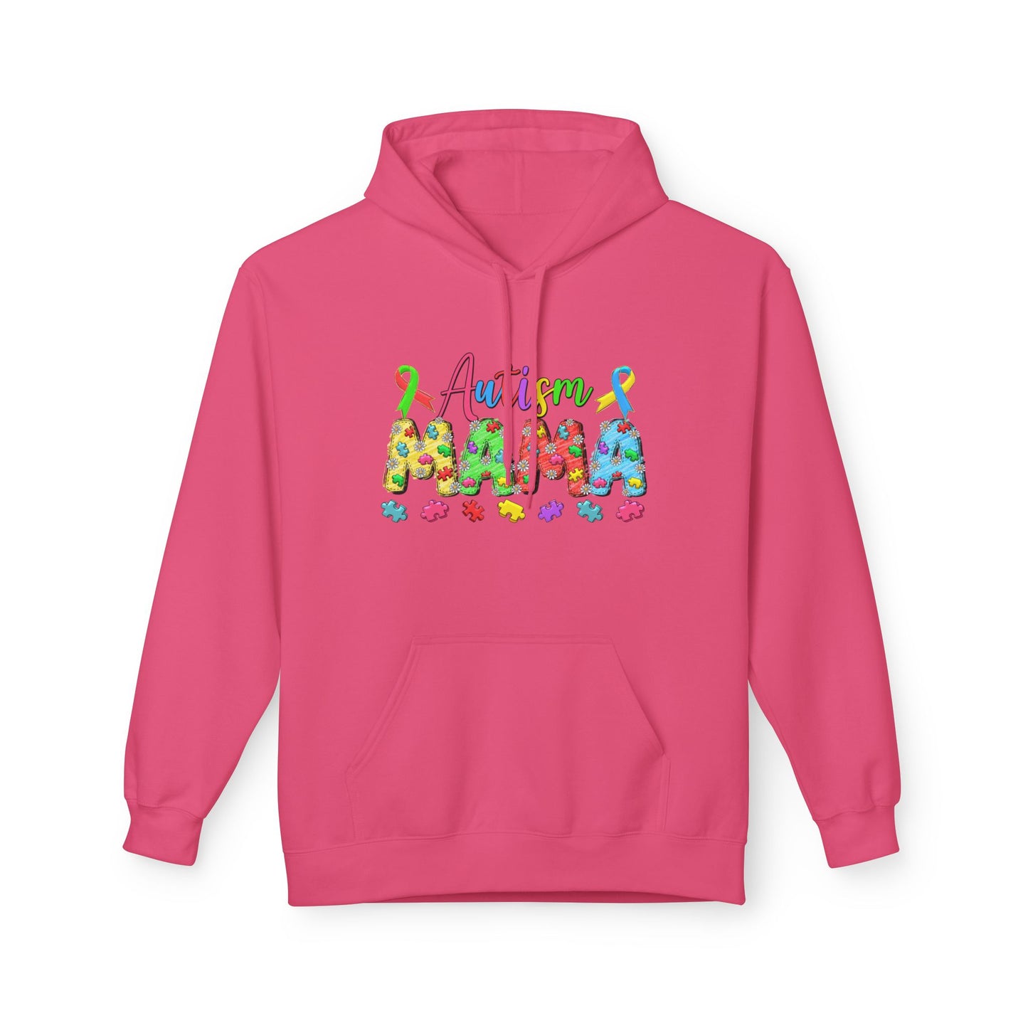 Autism Mama Hoodie — Colorful Puzzle-Print Mom Sweatshirt