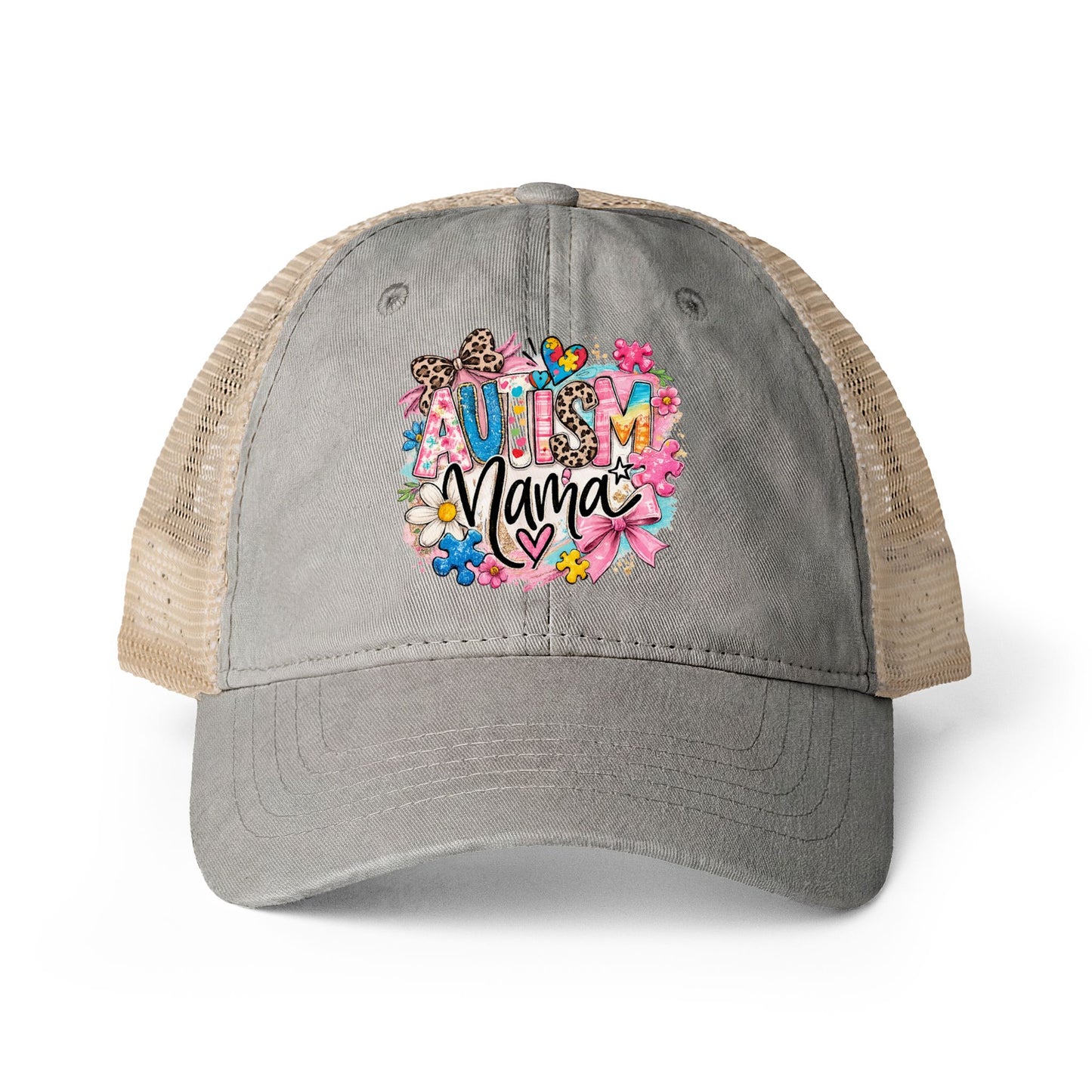 Women's Washed Mesh-Back Cap Autism Mama