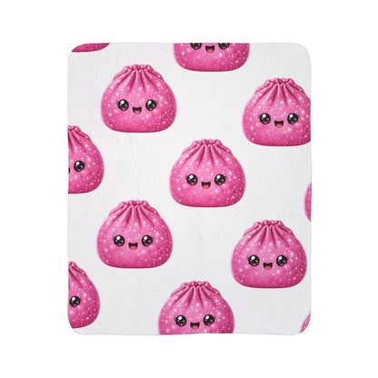 Pink Dumpling Sherpa Blanket — Cute Plush Fleece Throw for Kids & Cozy Gifts